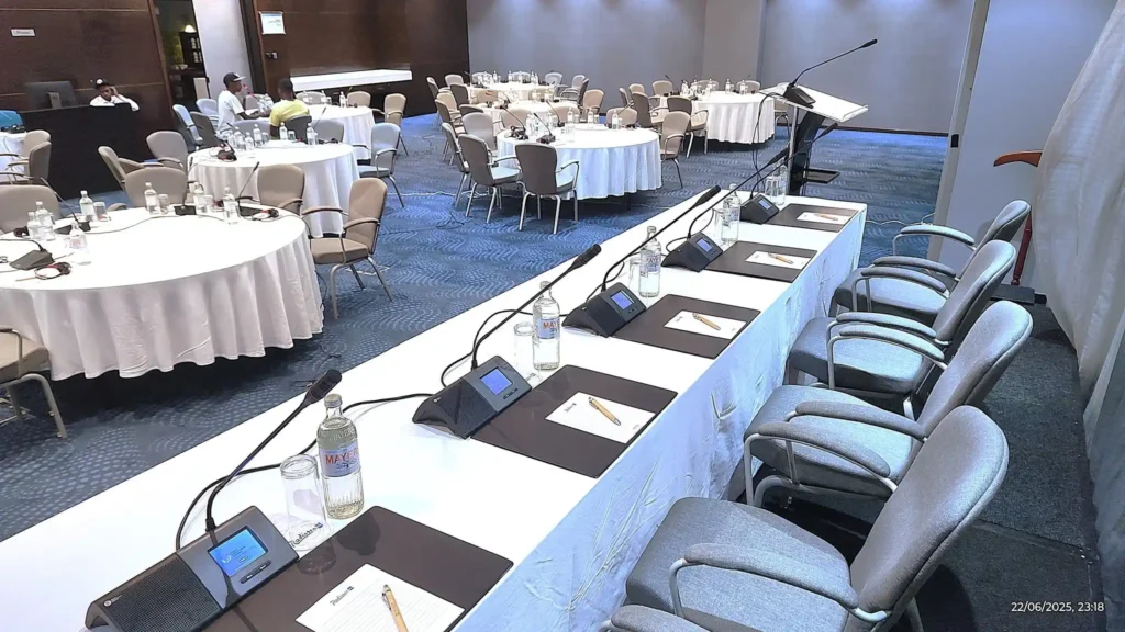 Secure microphone system setup for a diplomatic event in Nairobi
